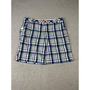 Puma Dry Cell Golf Shorts Mens 40 Blue White Plaid Gripper Tape Waist 11" Inseam
